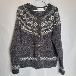 Vintage 90's Idioms Wool Blend Women's Fair Isle Button Front Sweater Size L